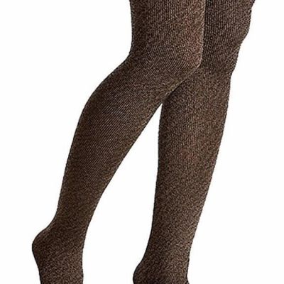 Hue Tights Flecked Opaque With Control Top Auburn Black Brown S/M Nylons NWT